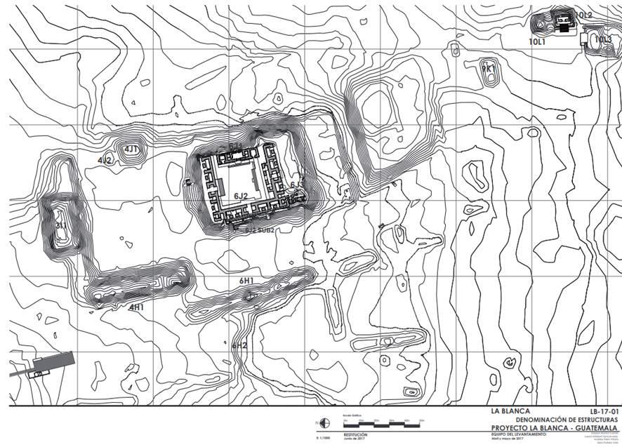 plano topográfico del sitio arqueológico